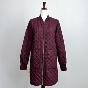 Zella Quilted Longline Maroon Jacket Coat